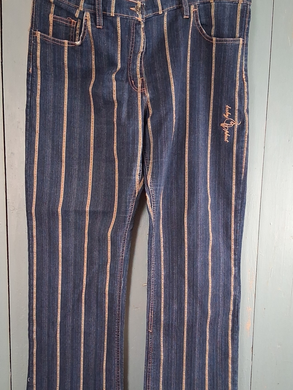 Baby Phat Womes Blue Jeans with Pinstripes 17/18 - Picture 5 of 9